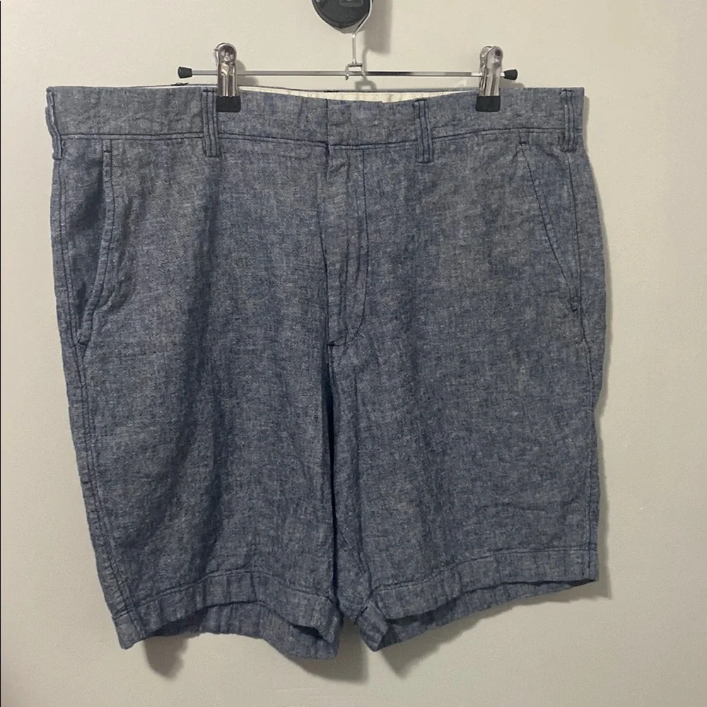 J. Crew Blue Flat Front Shorts Linen &‎ Cotton Blend